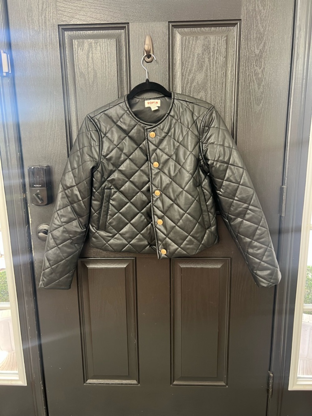 sofia by sofia vergara Black Quilted Button-Front Jacket